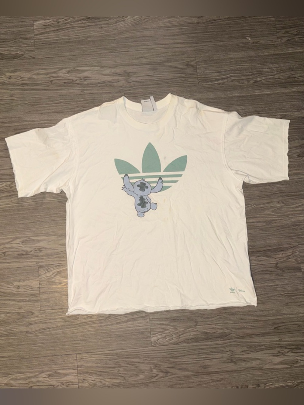 Adidas Originals x Disney Stitch Graphic Print Raw Hem T-Shirt White Mens Sz XL